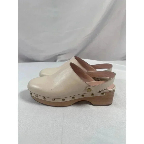 J.Crew Clogs Womens Size 10 Convertible Leather Ivory Heel Strap Chunky Studded - Picture 8 of 11
